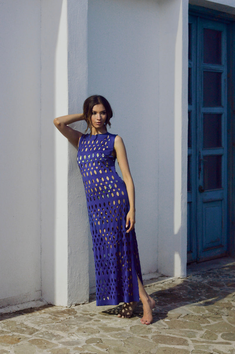 Alborada Blue Laser Cut Dress